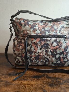 Aimee Kestenberg Leather Broadway Crossbody Bag Autumn Tie-Dye Print Foldover .